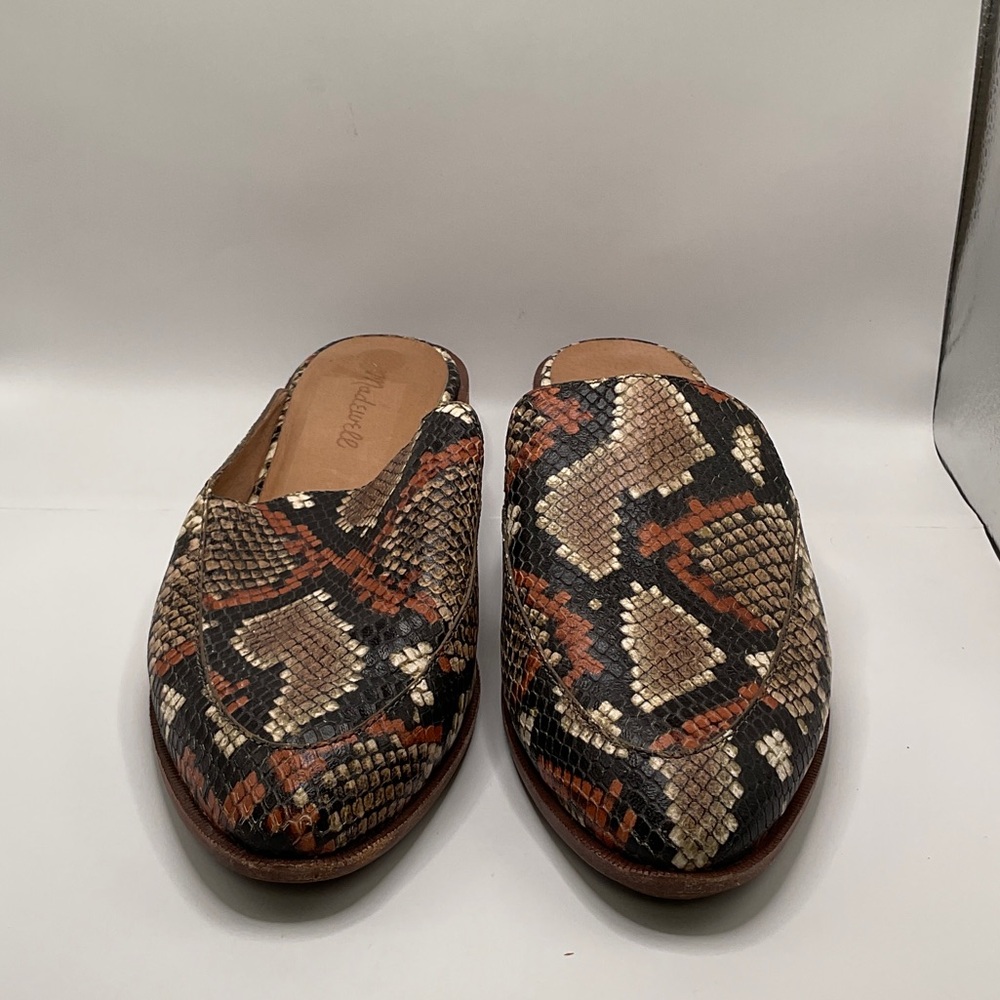 Madewell Snakeskin Mule Loafers Size 10 | Pointed Toe Slip On Flats